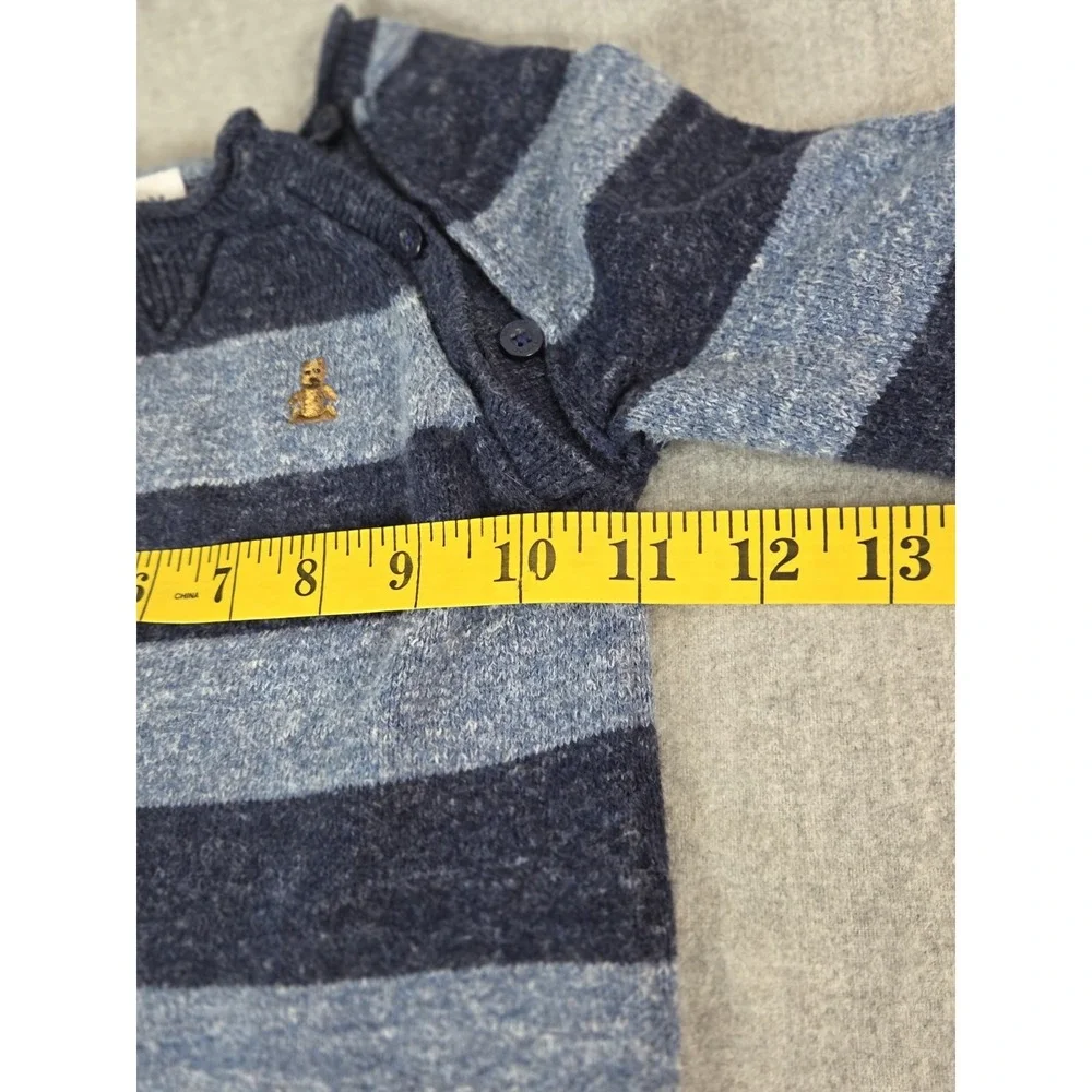 GAP‎ Baby Footless One Piece 6-12 Mos Stretch Navy Heather Teddy Bear Logo Cozy